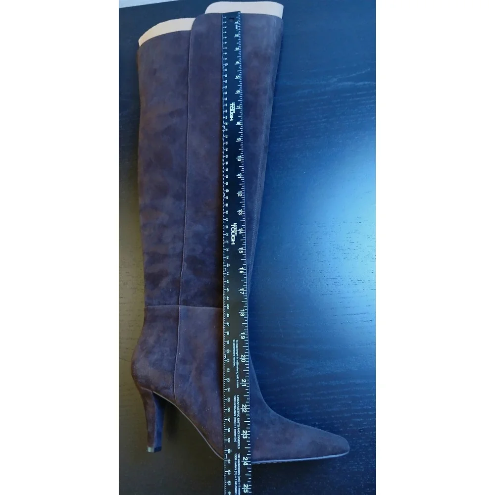 Vince Camuto Sabella Brown Suede Over The Knee Boots Pointed Toe Stiletto 8M